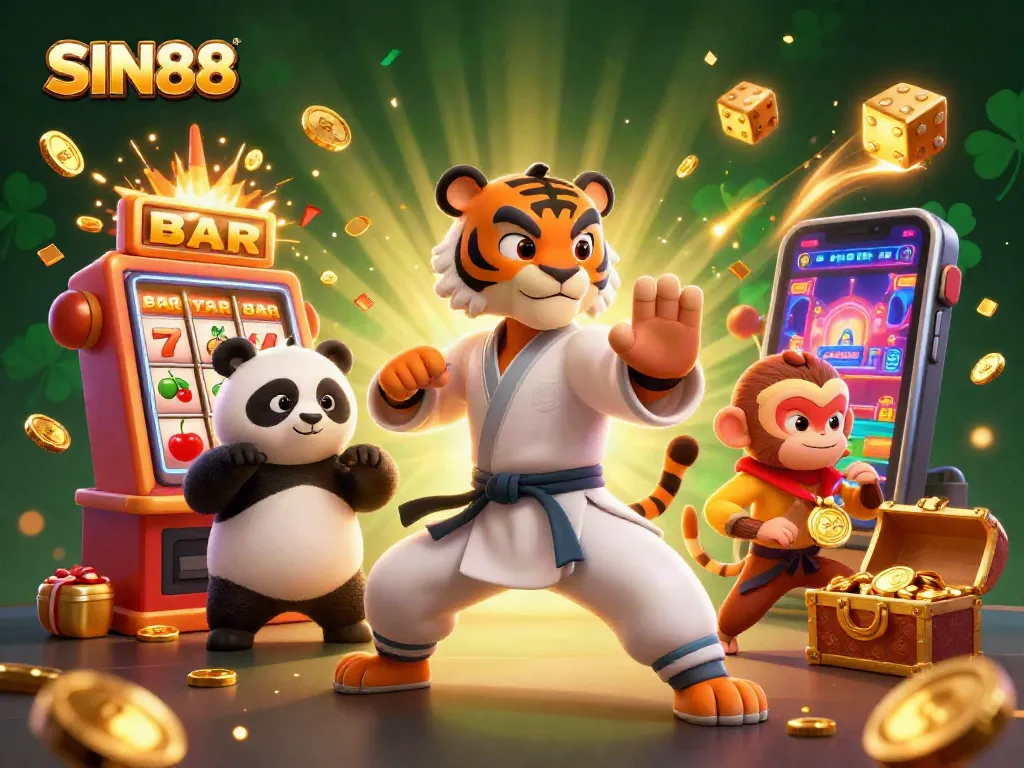 Experience dynamic gaming excitement with SIN88's captivating slot machines and playful characters.