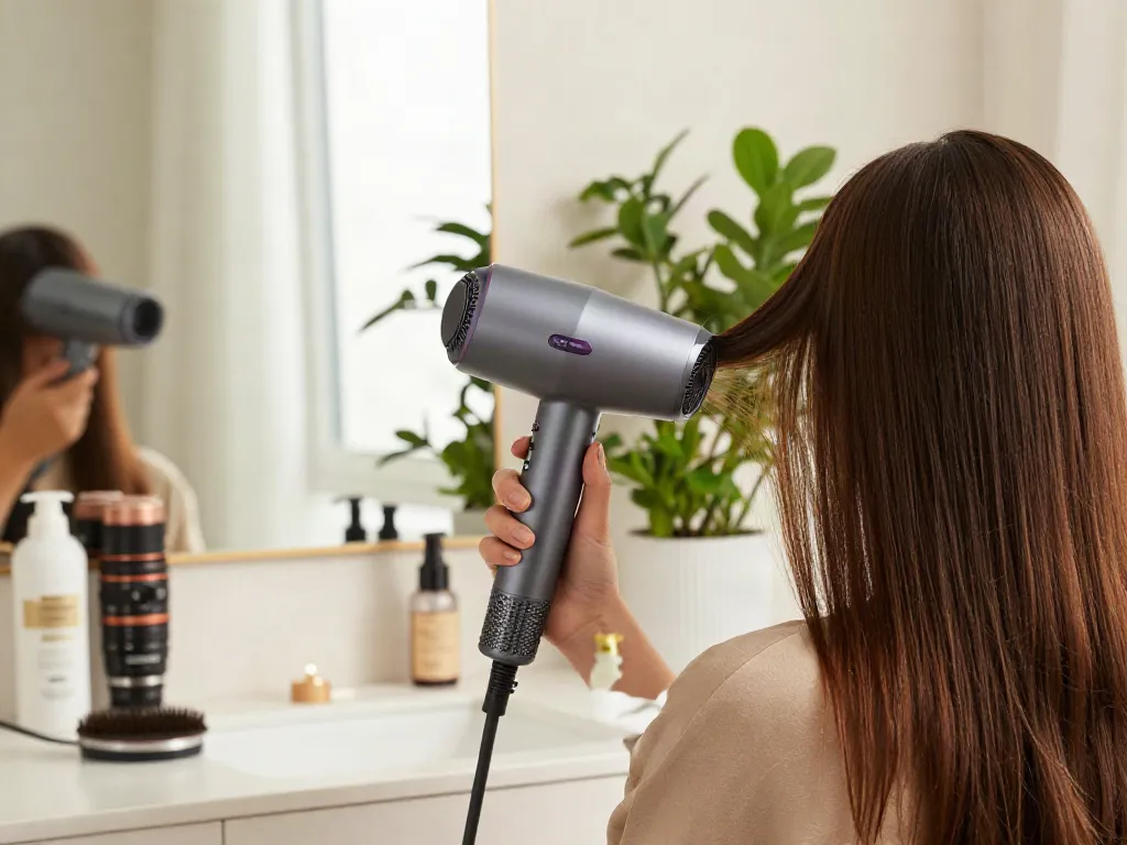Erleben Sie die Vorteile eines leistungsstarken Föhns bei professionellen Haarstylings.
