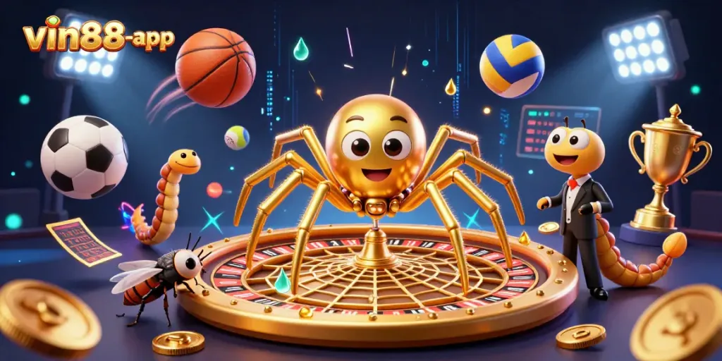 Engage with vin88-app's thrilling games, featuring 3D interactions in a dynamic casino setting.