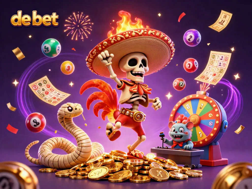 Win big with de bet through this vibrant 3D casino illustration featuring fun characters and dynamic games!